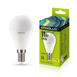 ERGOLUX LED-G45-11W-E14-3K (Эл.лампа светодиодная Шар 11Вт E14 3000K 172-265В)