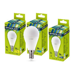 ERGOLUX LED-G45-9W-E14-3K (Эл.лампа светодиодная Шар 9Вт E14 3000K 172-265В)
