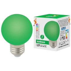 VOLPE LED-G60-3W/GREEN/E27/FR/С