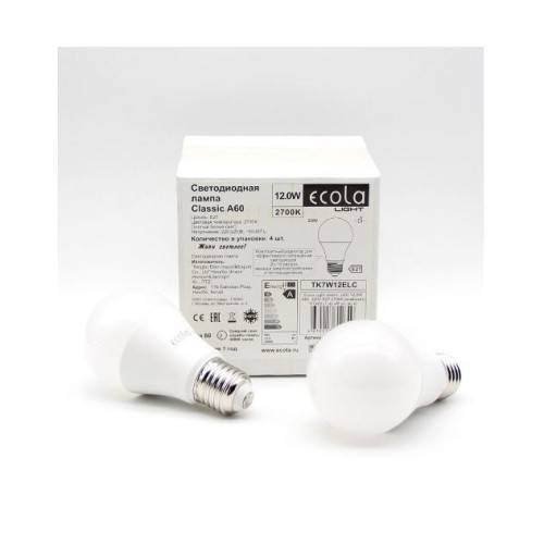 ECOLA TK7V12ELC LIGHT CLASSIC LED 12,0W A60 220V E27 4000K (композит) 110X60 (1 из ч/б уп. по 4)