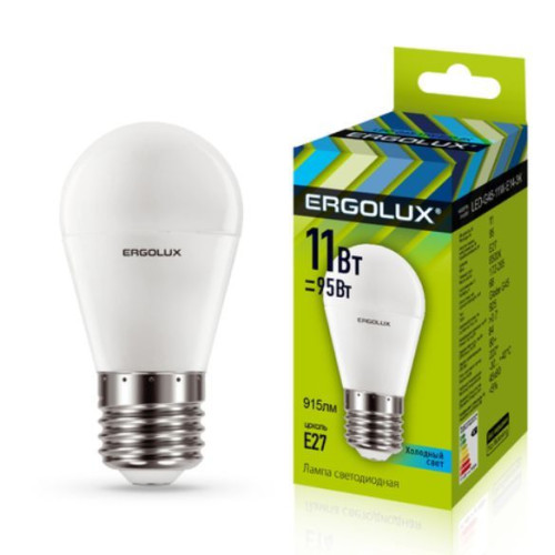 ERGOLUX LED-G45-11W-E27-4K (Эл.лампа светодиодная Шар 11Вт E27 4500K 172-265В)