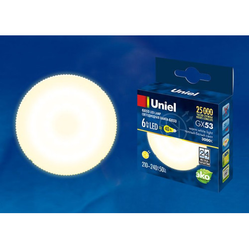 UNIEL LED-GX53-6W/WW/GX53/FR PLZ01WH