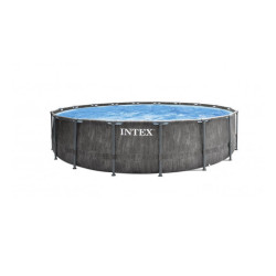 INTEX Бассейн каркасный Prism Frame Greywood, 457 х 122 см, фильтр-насос, лестница, тент, подстилка, 26742NP