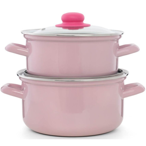 ЭСТЕТ ЭТ-72609 Набор посуды розово-сиреневый цилиндрический 2.0+3.0 л 4 пр 47327