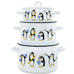 ЭСТЕТ Набор посуды ЭТ-75101 Пингвины цилиндрический 2.0+3.0+4.0л 6 пр