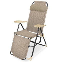 NIKA Кресло-шезлонг с подножкой складное песочный (сетка) К3/ПС