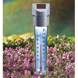 ЭРА (Б0038503) ERATR024-02 ЭРА Садовый светильник-градусник на солнечной батарее, сталь, пластик, серый, 33 см