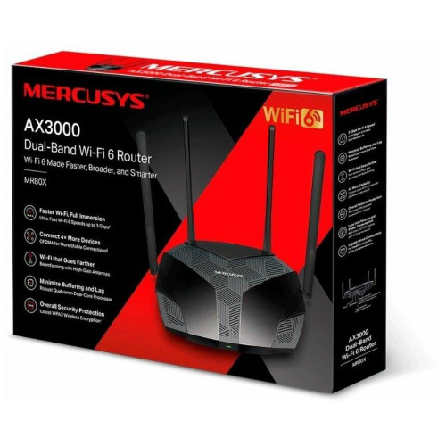 MERCUSYS MR80X AX3000 Двухдиапазонный Wi-Fi 6 роутер