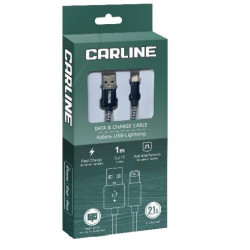 CARLINE CAB02121 USB-Lightning 2.1А 1 метр тканевая оплетка
