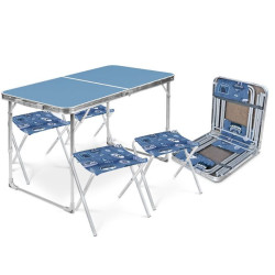 NIKA Набор стол+стулья (ССТ-К2/4 голубой-джинс)