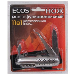ЭКОС Многофункциональный нож SR061, 11 в 1, 17,5 см, нержавеющая сталь, блистер 325111