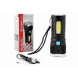 ULTRAFLASH (15195) LED51525 (фонарь акк 4В, черн., 4LED+COB, 3 Вт, 4 реж, Micro -USB, бокс)