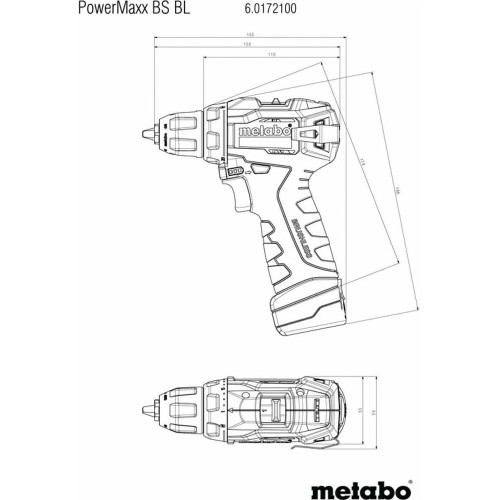 METABO Дрель-шуруповерт PowerMaxx BS BL аккум. патрон:быстрозажимной (кейс в комплекте) (601721500)