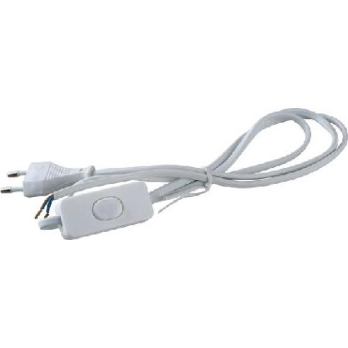 VOLSTEN S-LRBK, Белый (сетевой кабель с плоской вилкой, выключатель,без земли, 1.5 м)