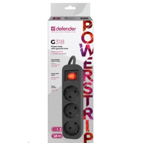 DEFENDER (99333) G318 1.8 м, 3 розетки