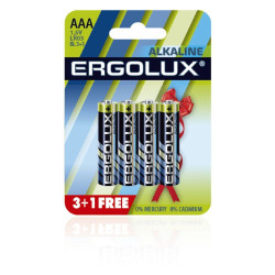 ERGOLUX (12865) Alkaline LR03 BL 3+1(FREE) (LR03 BL3+1, батарейка,1.5В)