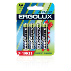 ERGOLUX (12866) Alkaline LR6 BL 3+1(FREE) (LR6 BL3+1, батарейка,1.5В)