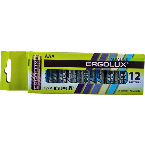 ERGOLUX (15198) Alkaline BP12 LR03 (ПРОМО, LR03 BP12, мизинчиковая батарейка ААА 1.5В)