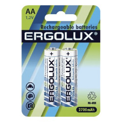 ERGOLUX (12445) AA-2700MAH NI-MH BL-2 (NHAA2700BL2, аккумулятор,1.2В)